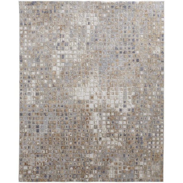 HomeRoots Tan and Ivory 5 ft. x 8 ft. Geometric Area Rug