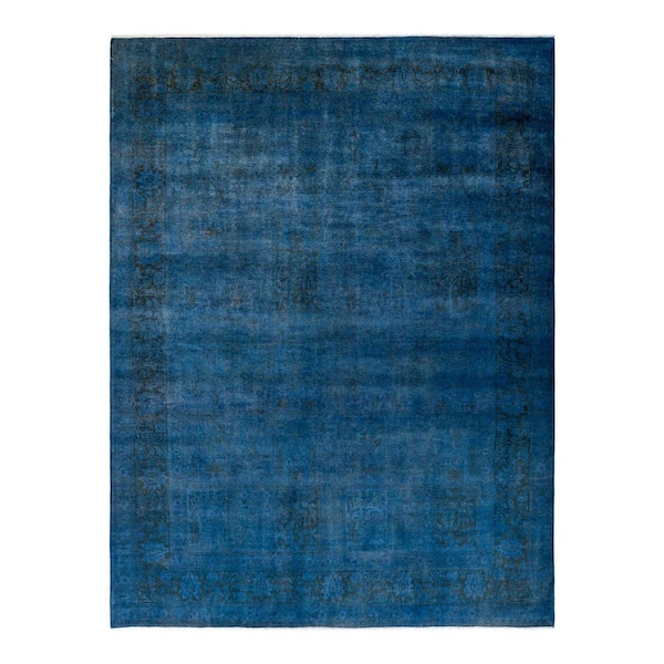 Overdyed Blue 9 ft. 2 in. x 12 ft. 2 in. Wool Indoor Area Rug