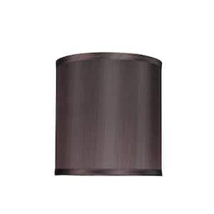 8 in. x 8 in. Brown and Striped Pattern Hardback Drum/Cylinder Lamp Shade