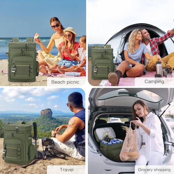 OGETFUUR 31.7 qt. Green Insulated Backpack Cooler, Leak  display picture 3