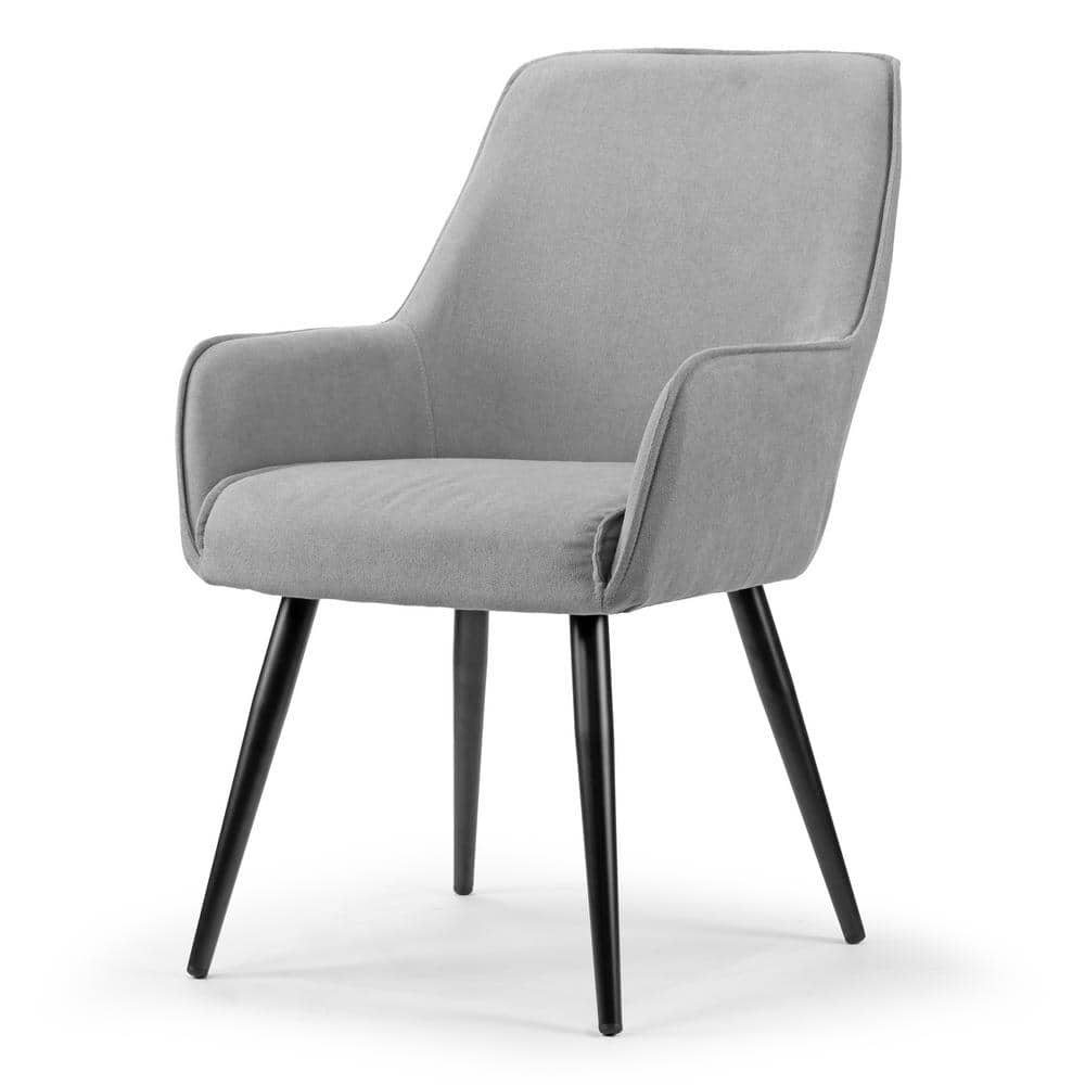 Gray Upholstered Arm Chair with Black Metal Legs