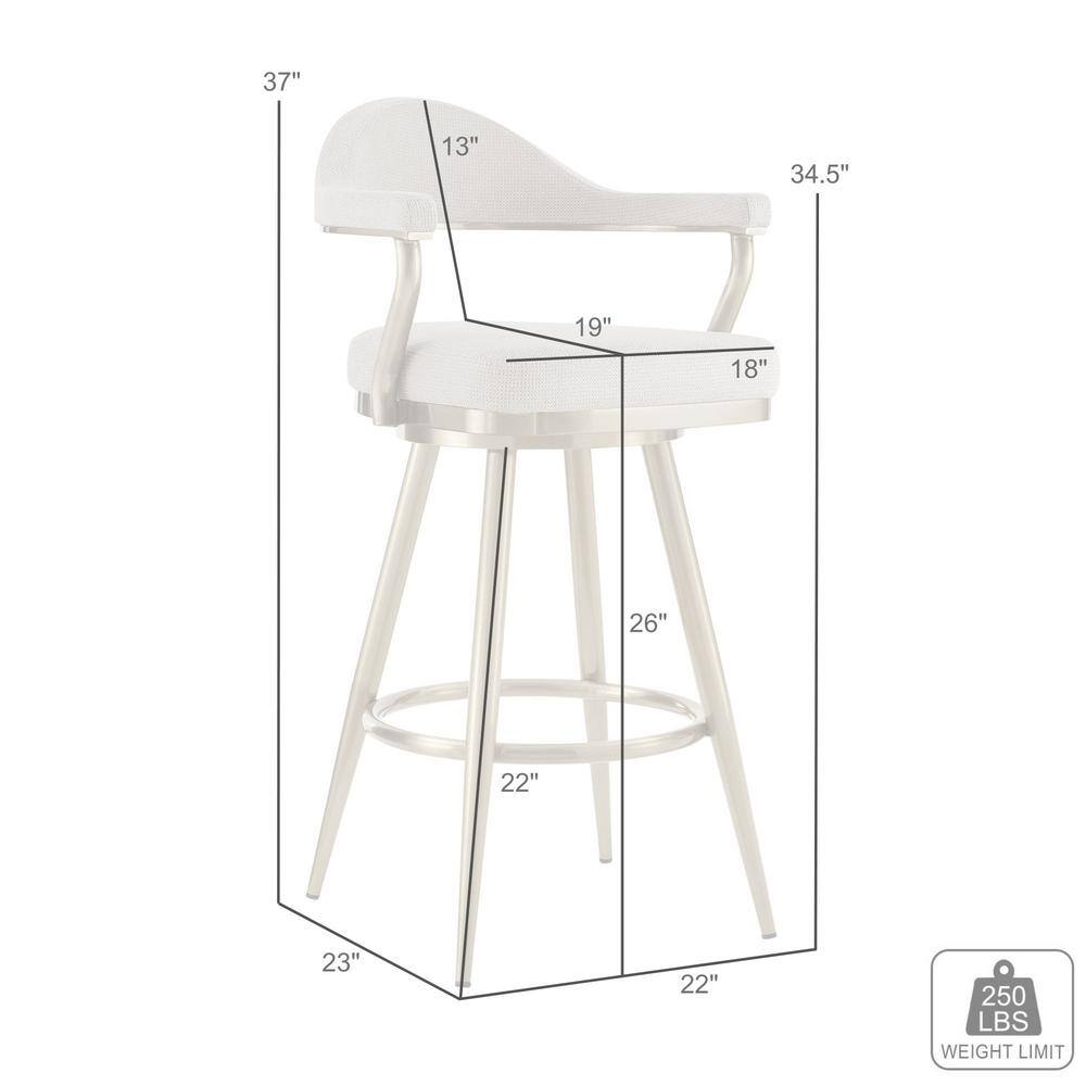Justin 26" Taupe Swivel Counter Stool with Gold Metal Frame