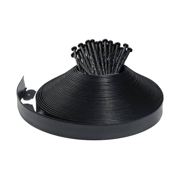100 ft. x 2 in Black Plastic Landscape Edging with 180 Spikes