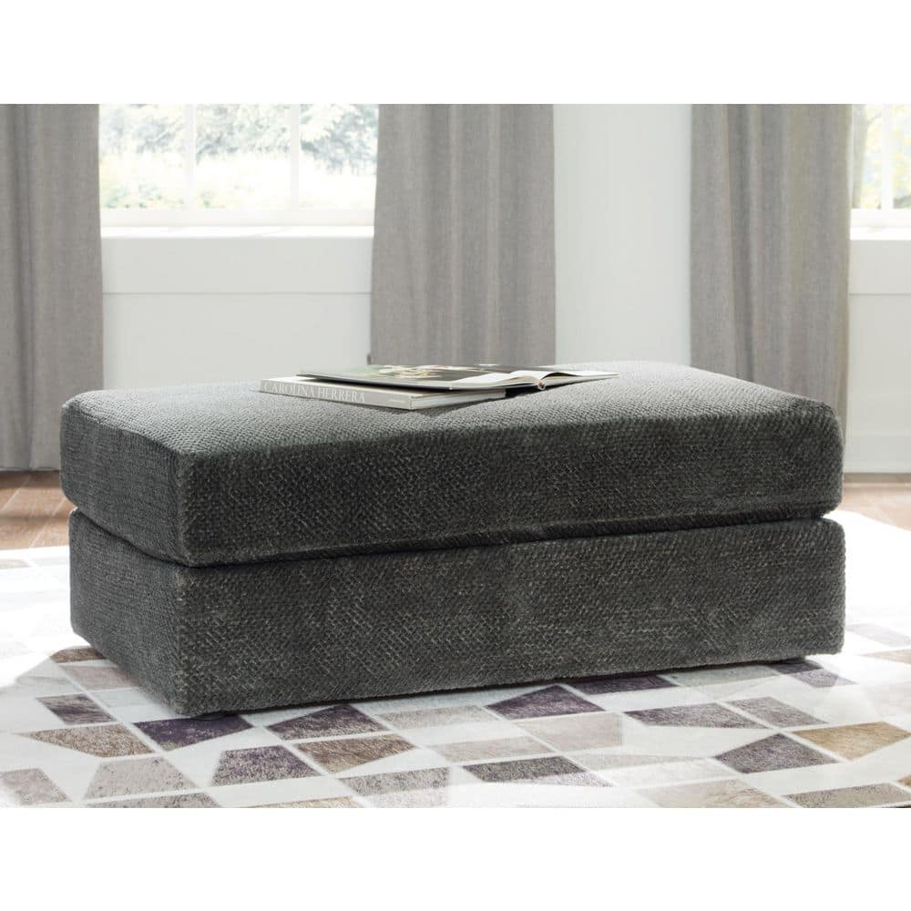 Karinne Black Polyester Oversized Accent Ottoman