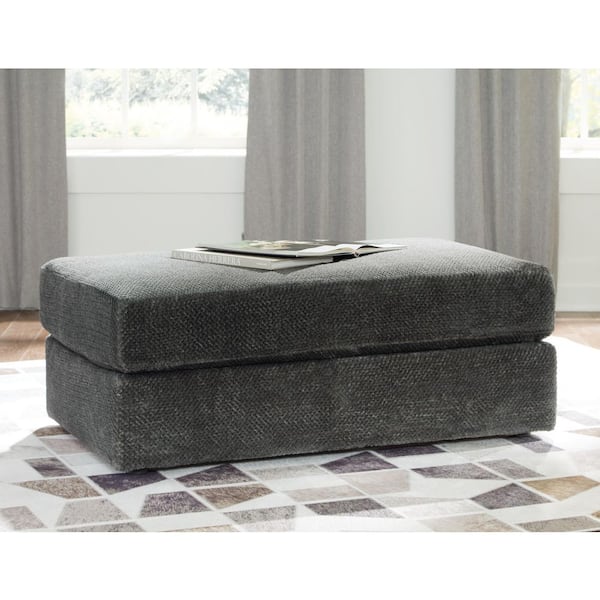 Karinne Black Polyester Rectangle Accent Ottoman