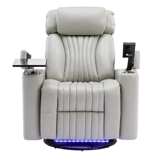 Lacoo swivel heated massage recliner with large headrest and thick  armrests, beige