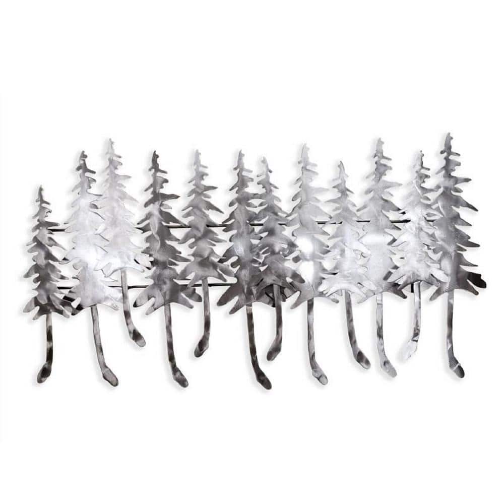 Peterson Artwares Silver Metal Winter Forest Wall Mountable Original Artwork TY5063S The Home