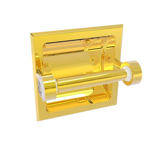 Allied Brass Clearview Collection Recessed Toilet Paper Holder in Polished Brass