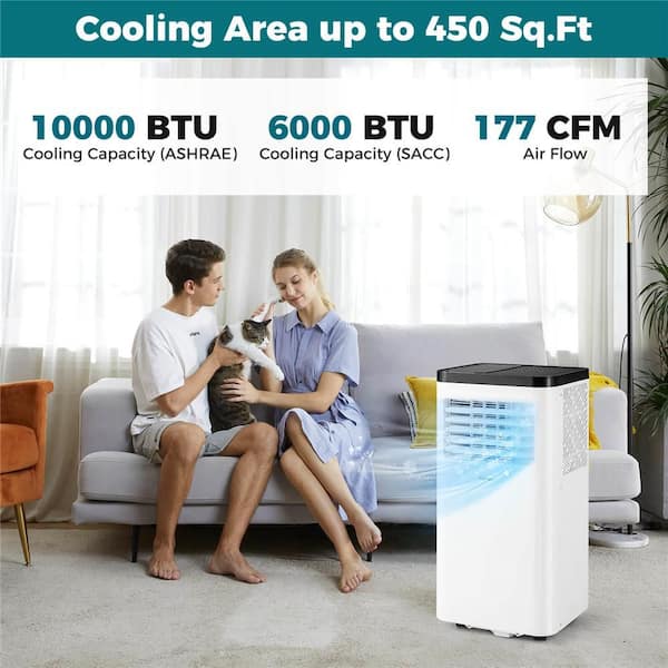 10000 BTU (ASHRAE) Portable Air Conditioner with Fan and Dehumidifier Remote Control