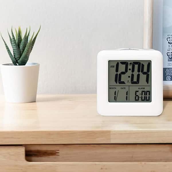 Digital Travel Alarm Clock With Backlight - Battery Powered, Dual Alarms, Temperature, 12/24H | Perfect For Bedside & Desk (White) - View #2