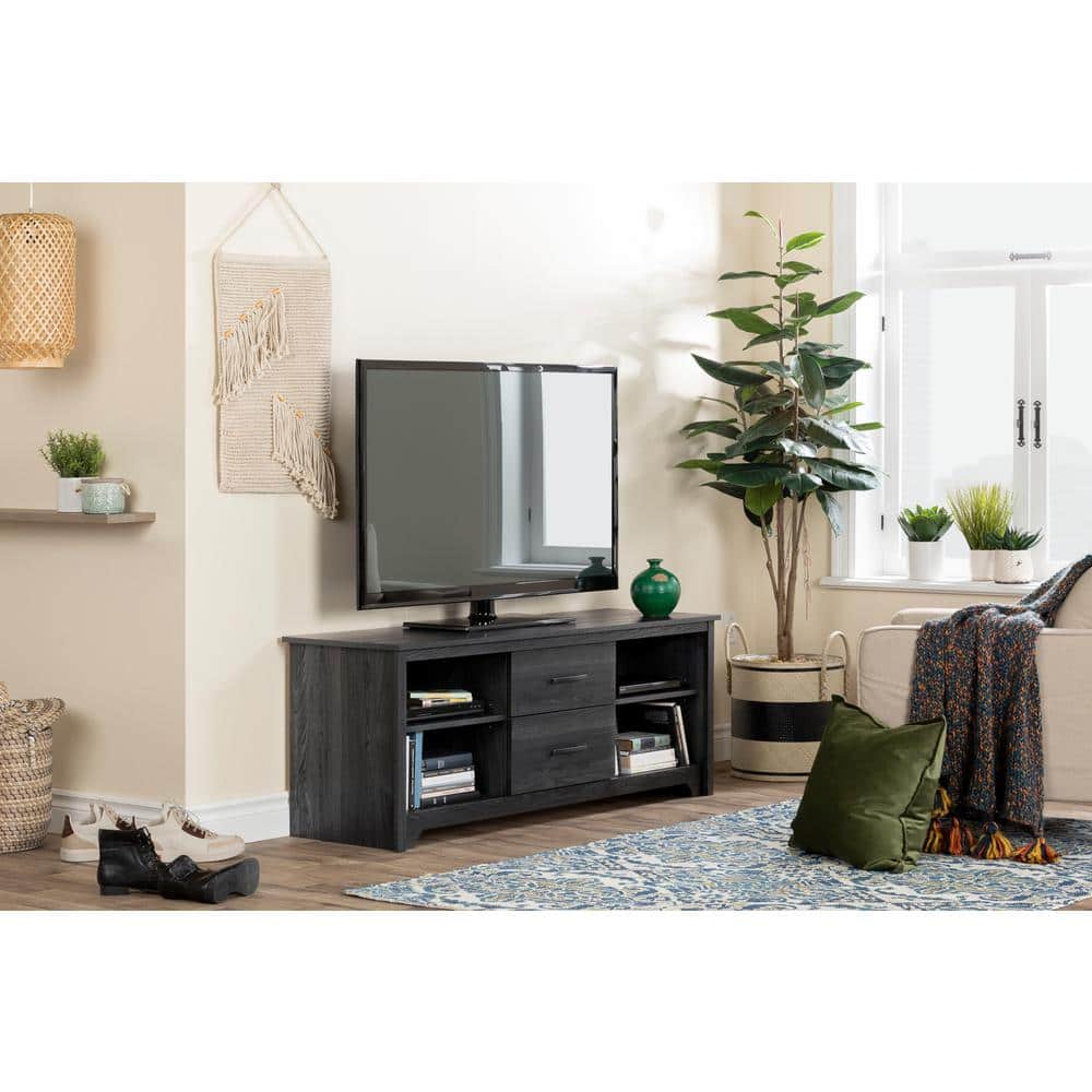 Gray Oak 60" TV Stand with Adjustable Shelves and Drawers