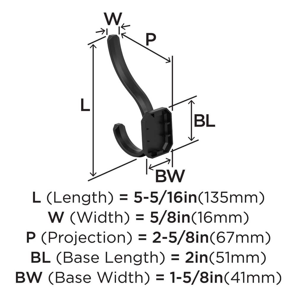 Matte Black Double Prong Decorative Wall Hook