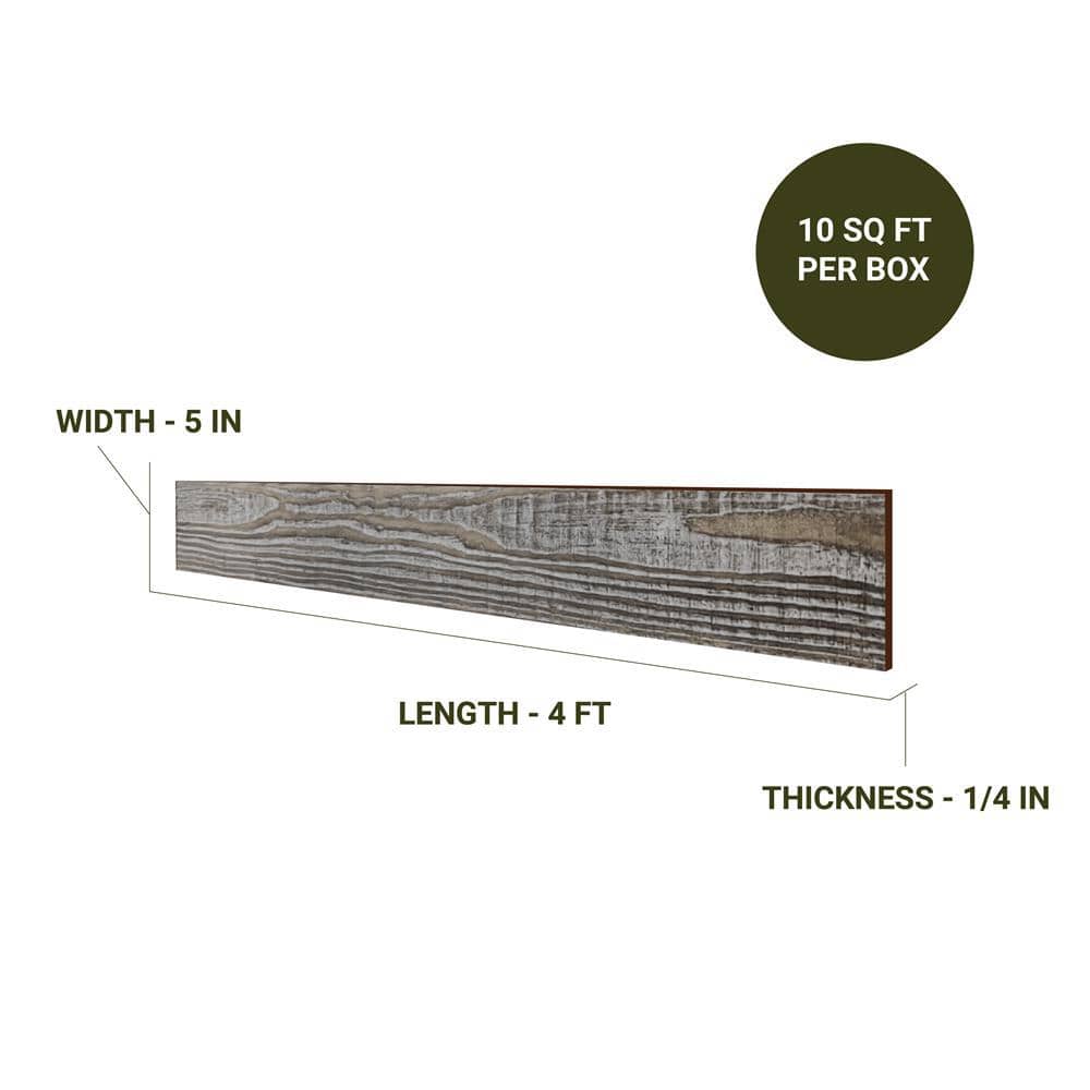 Barn Gray Premium Rustic Wood Wall Planks - 4 ft. Length (6-Pack)