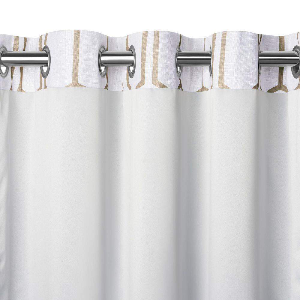 Taupe Geometric Blackout Grommet Window Curtain Panel
