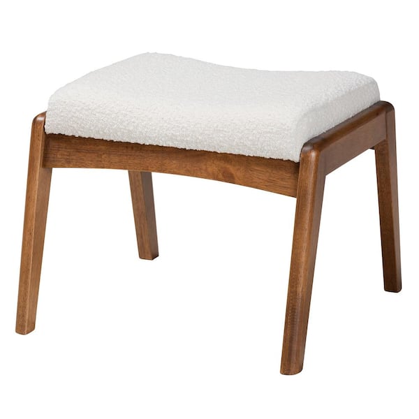 Baxton Studio Roxy Off-White and Walnut Brown Ottoman