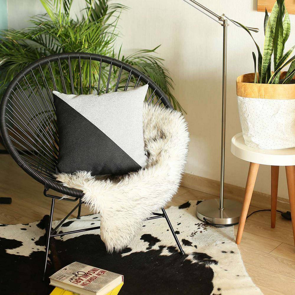 Black and Gray Boho-Chic Polyester Throw Pillow Cover