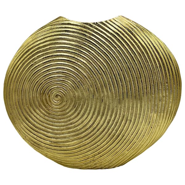 castellousa 20 in. Decorative Aluminum Shell Vase in Gold