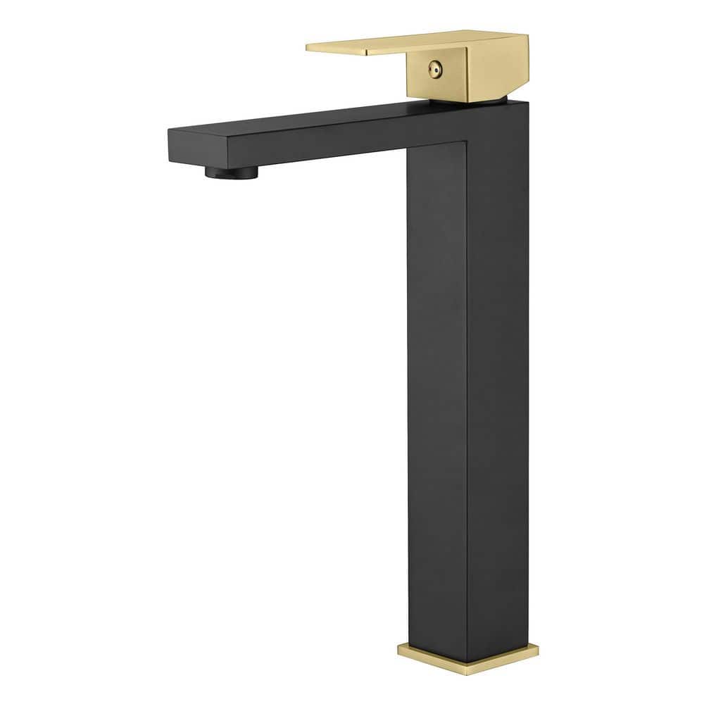 Hourglass Stream Single Handle Vessel Single Hole Bathroom Faucet with Spot Resistant in Black and Gold price history on PriceWatchPro