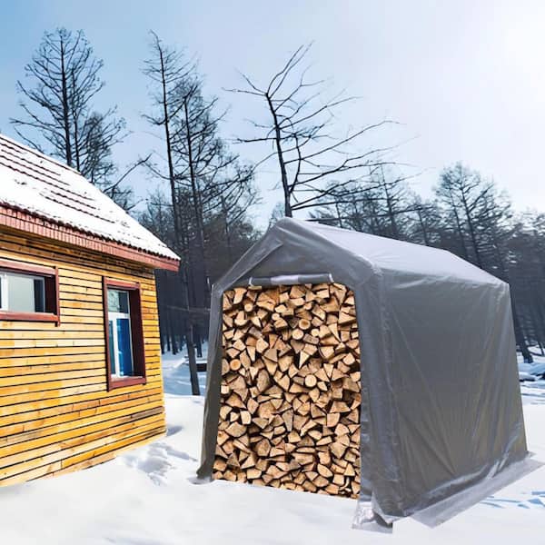 7 ft. x 8 ft. Heavy Duty Outdoor Storage Shed Outdoor Garage for Motorcycle, Bike, Garden Tools, ATV