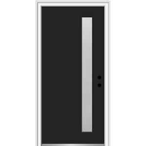 32 in. x 80 in. Viola Left-Hand Inswing 1-Lite Frosted Glass Painted Fiberglass Prehung Front Door on 4-9/16 in. Frame