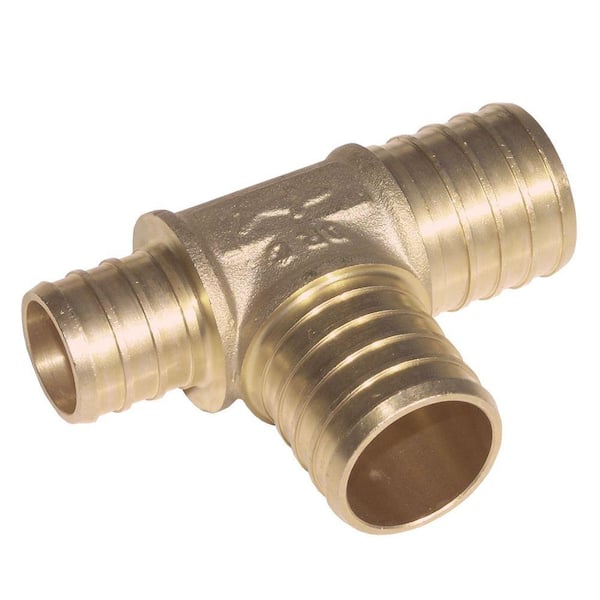 SharkBite 1 in. x 3/4 in. x 1 in. PEX Barb Brass Tee Fitting