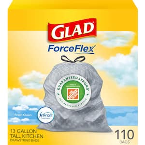 ForceFlex 13 Gal. Tall Kitchen Drawstring Fresh Clean Scent with Febreze Freshness Trash Bags (110-Count)