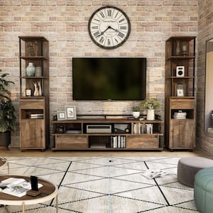 Osman 71 in. Wood Reclaimed Oak TV Stand Fits TV's up to 78 in. with 2-TV Tower