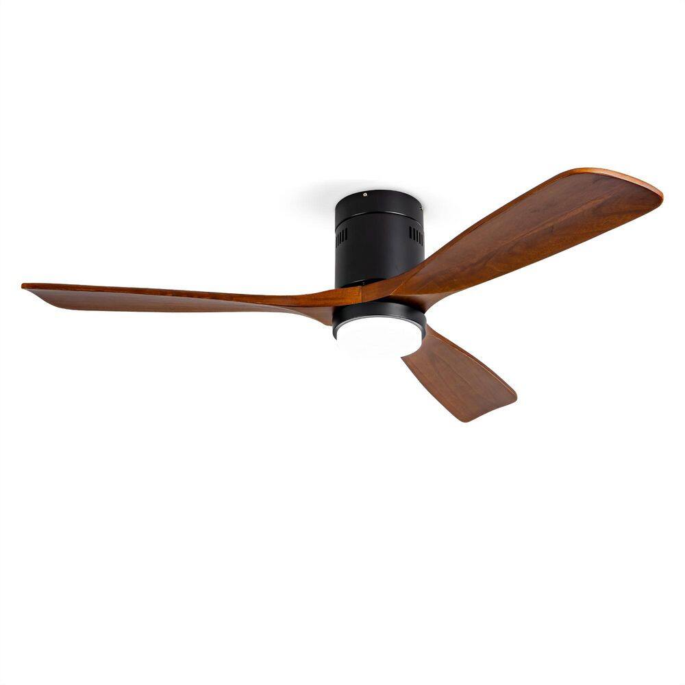 52 in. Modern Flush Mount Ceiling Fan with Lights, Remote Control, Wood Blades, Quiet DC Motor price history on PriceWatchPro