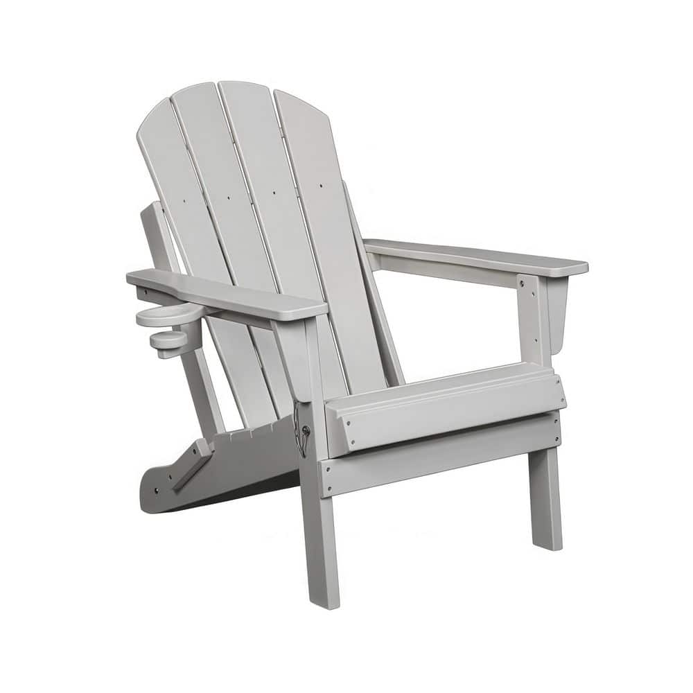 White HDPE Folding Adirondack Chair with Cup Holder, Weather-Resistant Patio Lounge Chair, 350 lbs. Capacity price history on PriceWatchPro