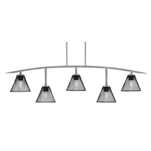 Siena 51.25 in. 5-Light Graphite Chandelier with 7 in. Matte Black Cone Metal Shades no bulbs included