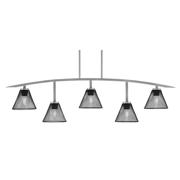 Unbranded Siena 51.25 in. 5-Light Graphite Chandelier with 7 in. Matte Black Cone Metal Shades no bulbs included
