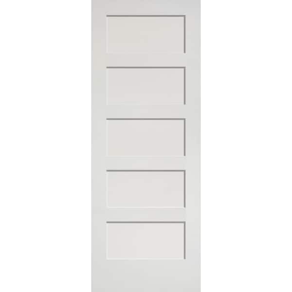 Masonite 30 in. x 80 in. 5 Panel Solid Core White Primed Smooth MDF Interior Door Slab