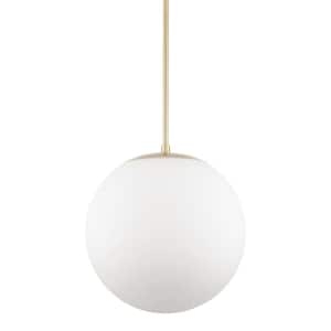 Ceres 60-Watt 1-Light Cool Brass Modern Pendant Light with Frosted Shade