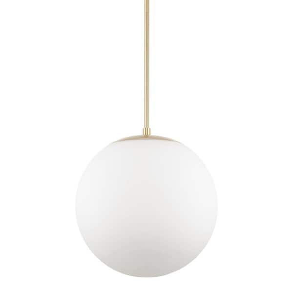 Ceres 60-Watt 1-Light Cool Brass Modern Pendant Light with Frosted Shade