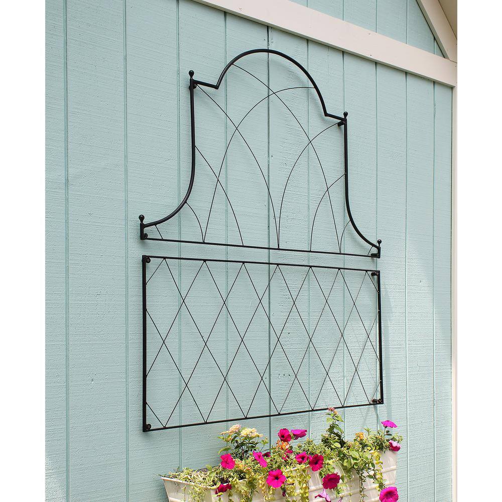 Somerset Black Wrought Iron Garden Trellis, 53" Height