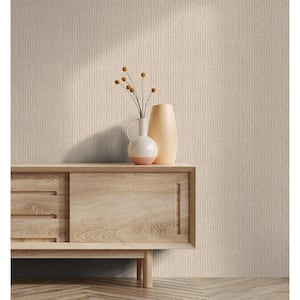 Flora Collection Beige Rope Weave Matte Finish Non-Pasted Vinyl on Non-Woven Wallpaper Roll