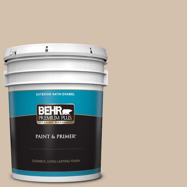 BEHR PREMIUM PLUS 5 gal. #700C-3 Pecan Sandie Satin Enamel Exterior Paint & Primer