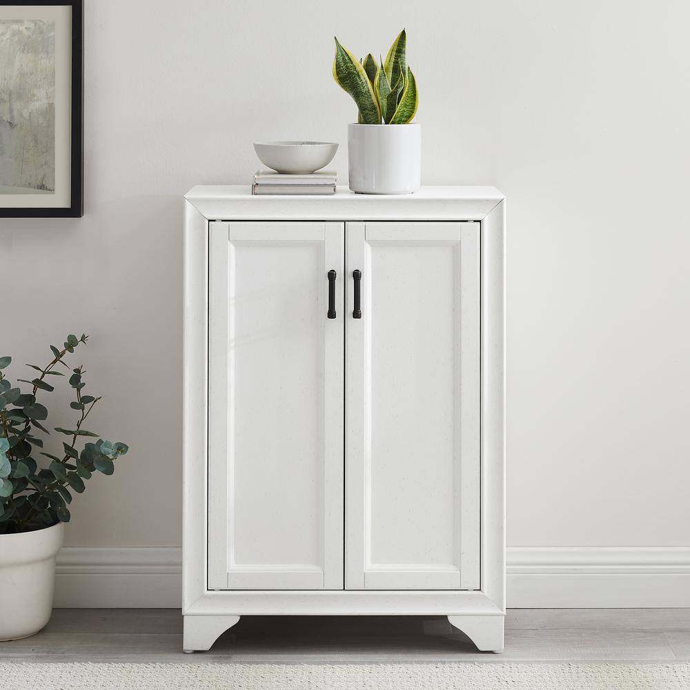 White Wooden Bathroom Accent Cabinet with Adjustable Shelving