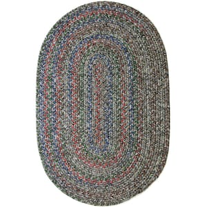 Winslow Graphite Gray Multicolored 10 ft. x 13 ft. Oval Indoor/Outdoor Braided Area Rug