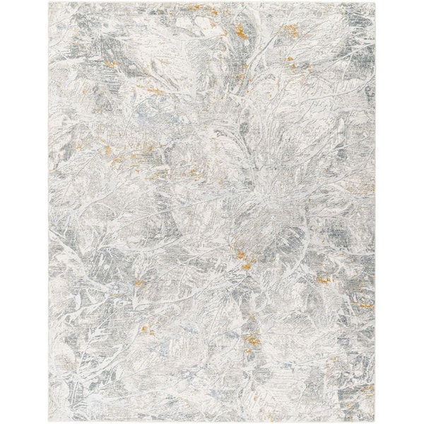 Dresden Medium Gray Modern Botanical 2 X 2 Area Rug