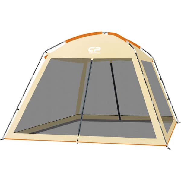 Unbranded 10 ft. x 10 ft. Screened Mesh Net Wall Canopy Tent Screen Shelter Gazebos for Patios Outdoor Camping Activities in Beige