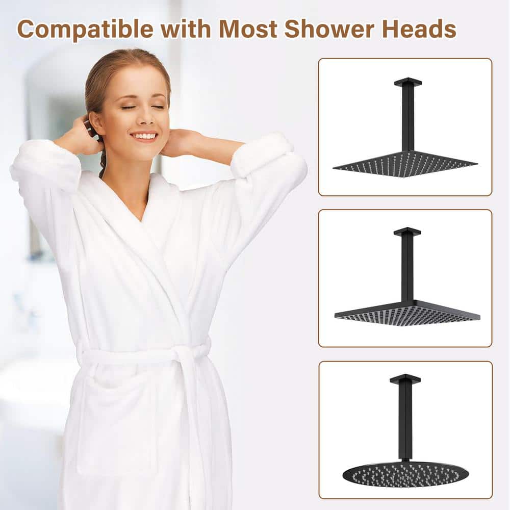 Matte Black Stainless Steel Ceiling Mounted Shower Arm