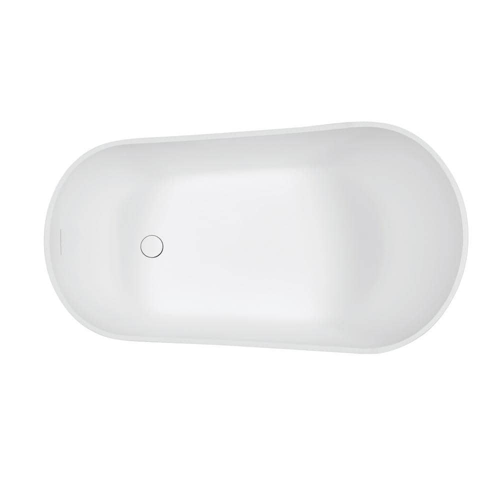 Arcticstone 52-Inch Matte White Solid Surface Freestanding Bathtub