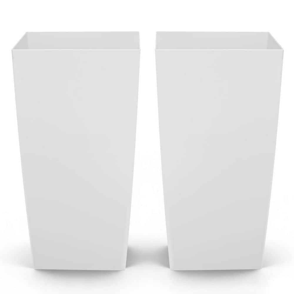 20 qt. White Plastic Square Planter and Drainage Holes Weather-Resistant (15.35 in. L x 15.35 in. W x 29.53 in. H)2-Pack price history on PriceWatchPro