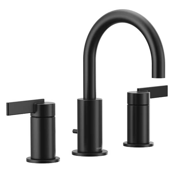MOEN Cia 8 in. Widespread 2-Handle High-Arc Bathroom Faucet Trim Kit in Matte Black (Valve Sold Separately)