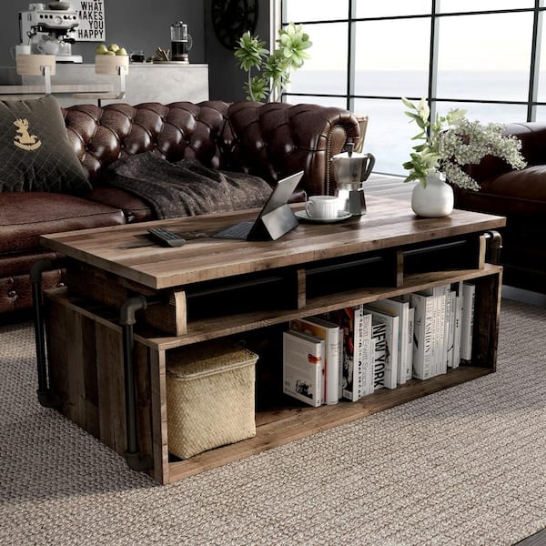 large square reclaimed wood coffee table