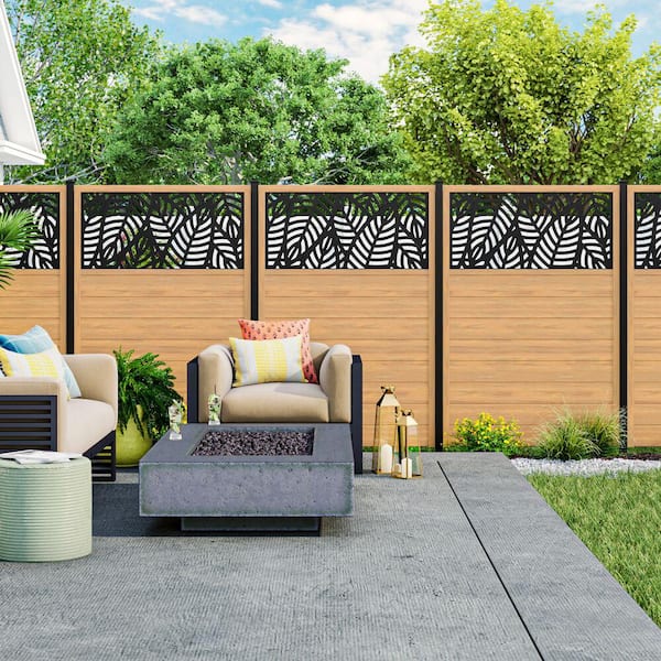 6 ft. x 4 ft. Cypress Vinyl Fence with Sanibel Black Decorative Screen