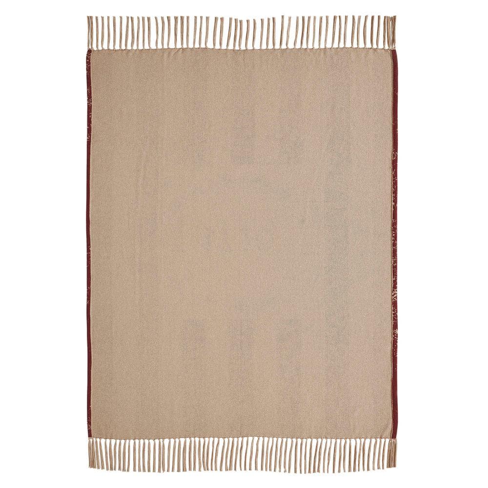 Patriotic Red and Beige Cotton Woven Throw Blanket
