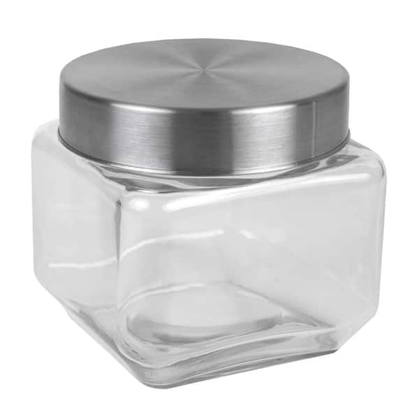 Home Basics 4-Piece Glass Canister Set with Stainless Steel Lids HDC56149 -  The Home Depot