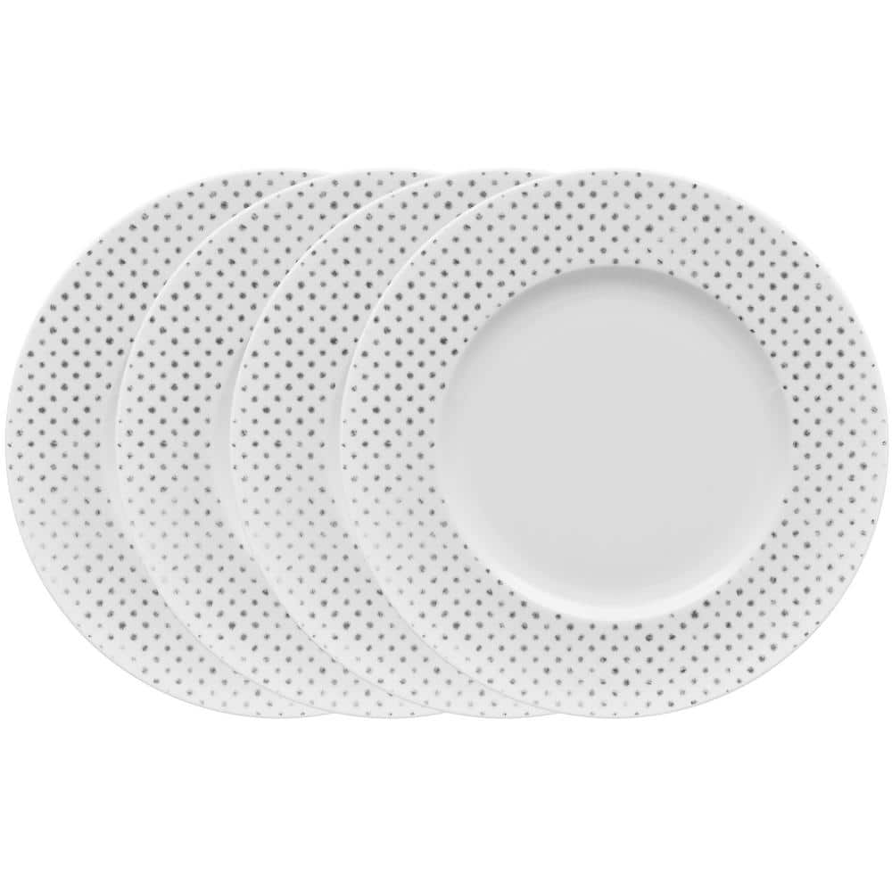 Noritake Grey Hammock 91/2 in. Grey Porcelain Dots Rim Salad Plates